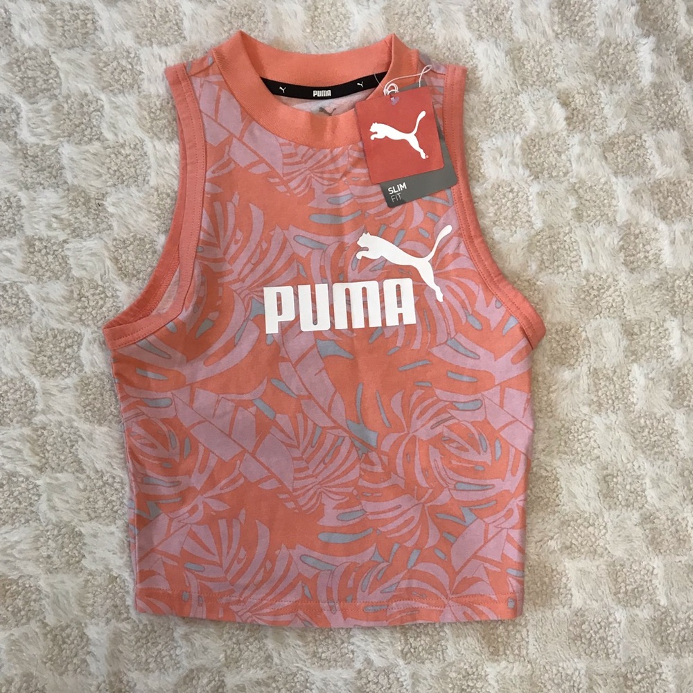 PUMA Peach Pink Floral Vibes AOP Tank NWOT